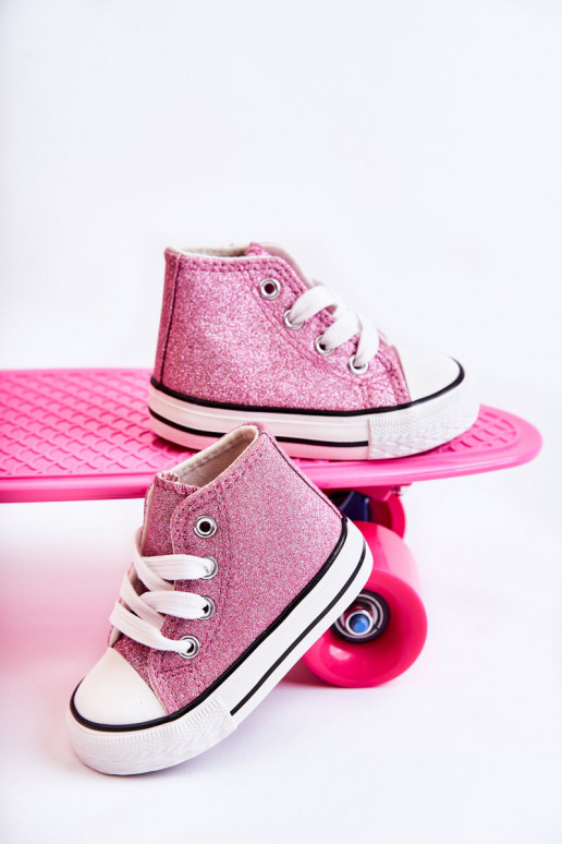 Deportivas Catrina de piel con tacón en color rosa