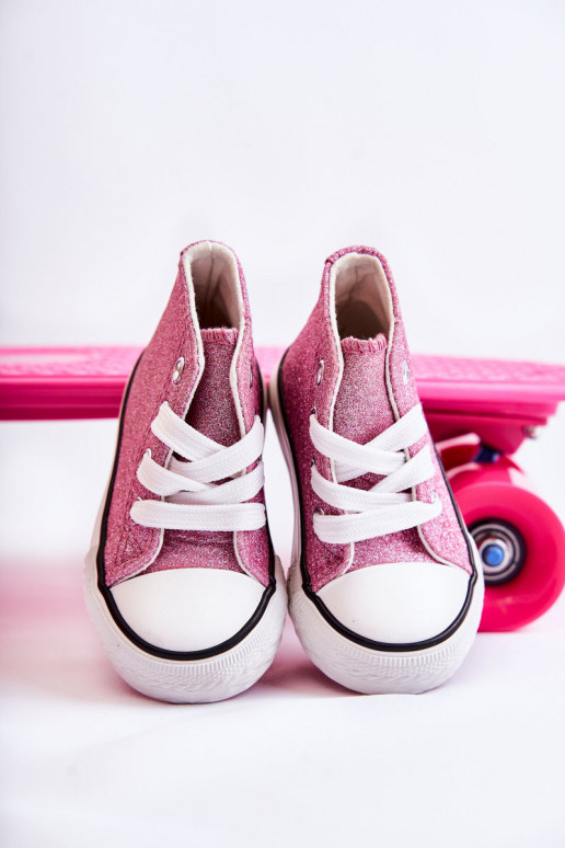 Deportivas Catrina de piel con tacón en color rosa