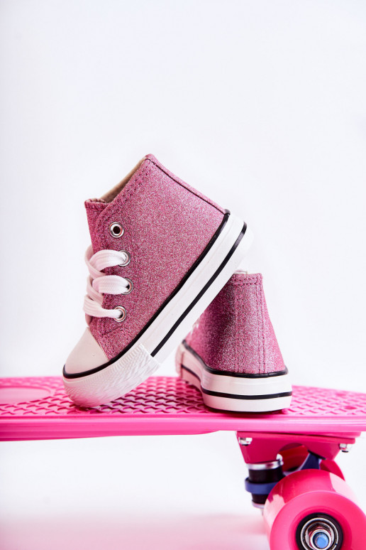 Deportivas Catrina de piel con tacón en color rosa