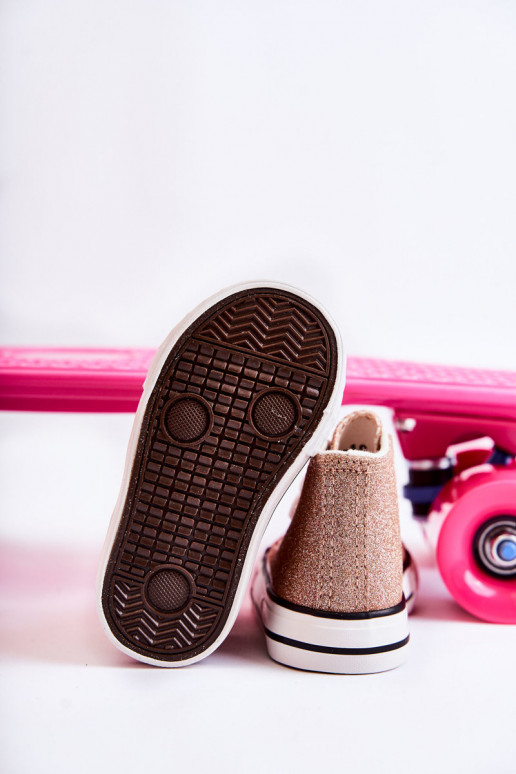 Deportivas Catrina de piel color oro rosa. Deportivas Catrina de piel color oro rosa.