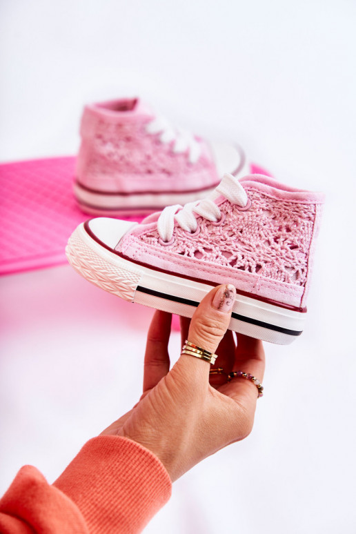 Zapatos de ocio infantil con tacón color rosa Mona