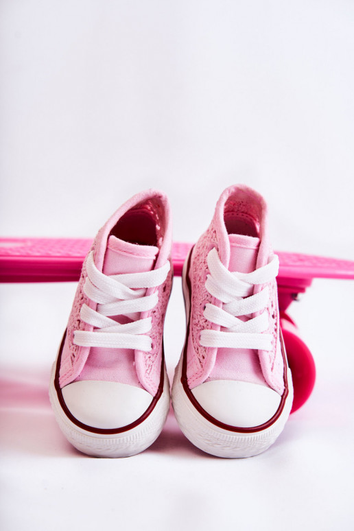 Zapatos de ocio infantil con tacón color rosa Mona