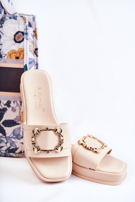 Zapatillas de moda de piel color beige Adaline