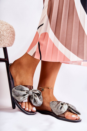 Pantuflas de goma con estilo con cintas Meriden negro y gris