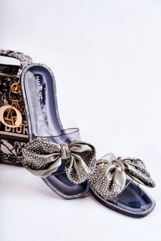 Pantuflas de goma con estilo con cintas Meriden negro y gris Pantuflas de goma con estilo con cintas Meriden negro y gris