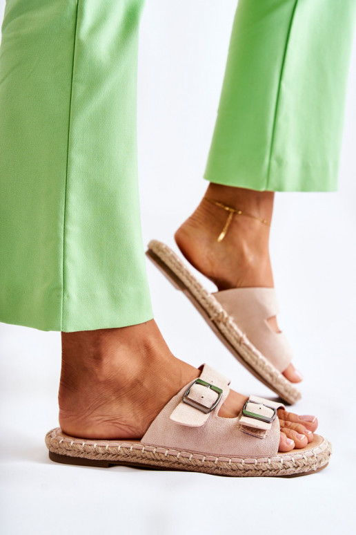 Pantuflas mujer modelo clásico en ante beige Casilda Pantuflas mujer modelo clásico en ante beige Casilda