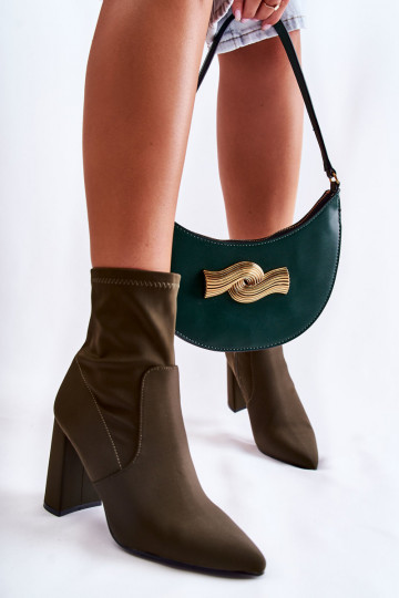 Botas de tela con tacón en color kaki Amile