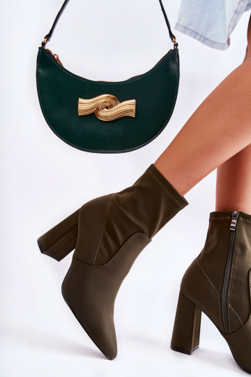 Botas de tela con tacón en color kaki Amile 2