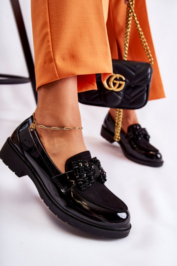 Zapatos de charol con cintas en negro Laurent