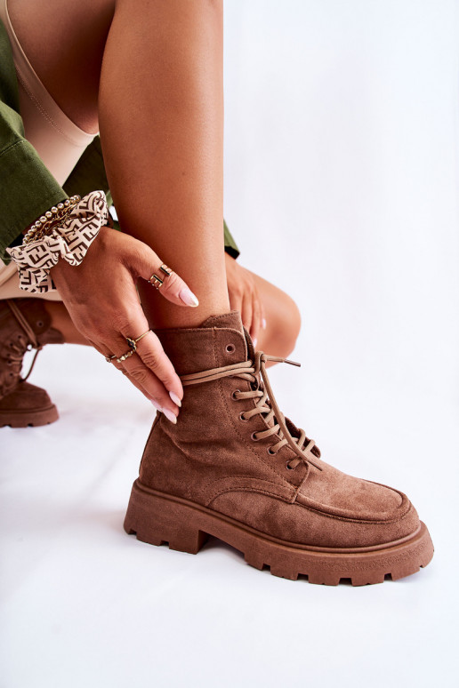 Botas marrones con tiras en ante Vanita