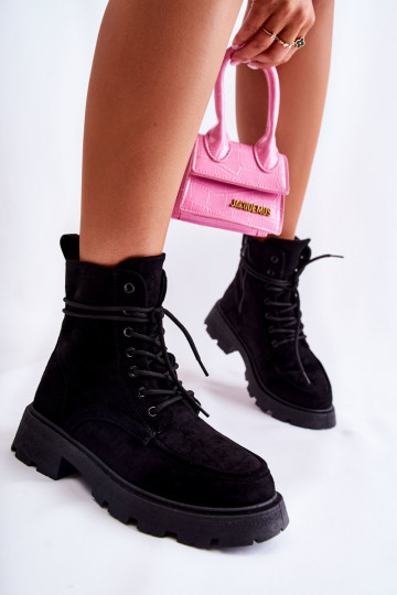 Botas con tiras en ante color negro Vanita