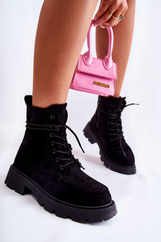 Botas con tiras en ante color negro Vanita