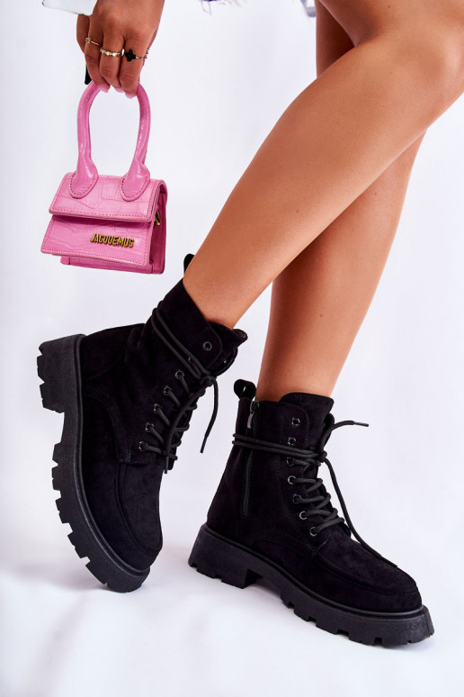Botas con tiras en ante color negro Vanita