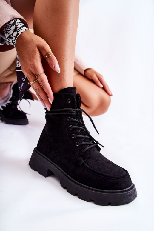 Botas con tiras en ante color negro Vanita