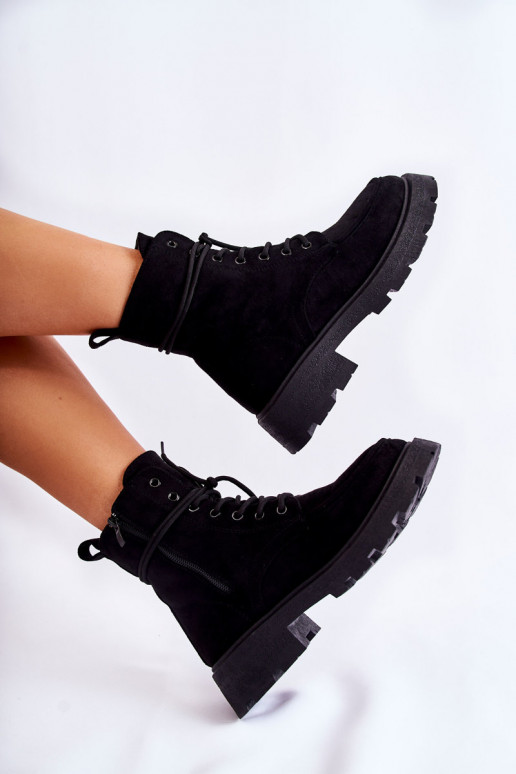 Botas con tiras en ante color negro Vanita