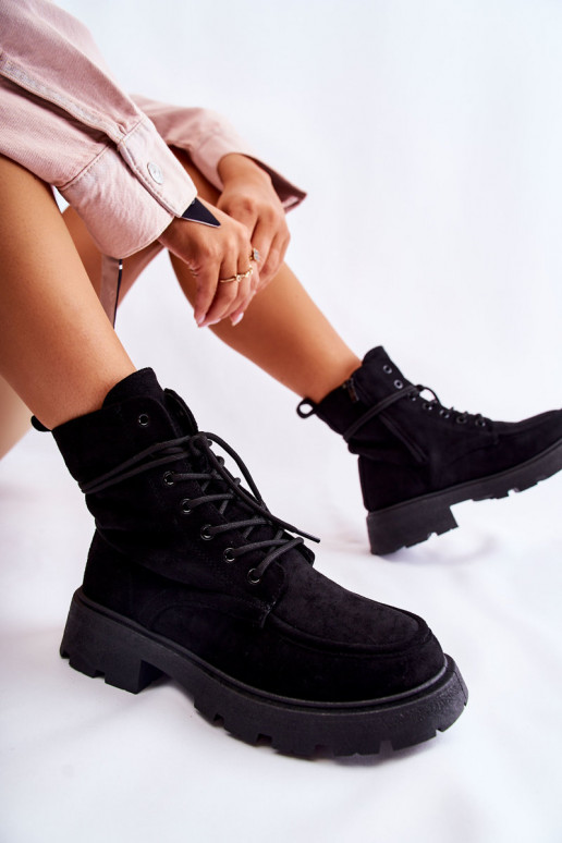 Botas con tiras en ante color negro Vanita