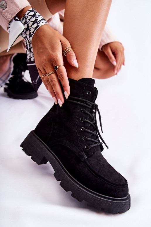 Botas con tiras en ante color negro Vanita