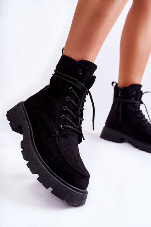 Botas con tiras en ante color negro Vanita