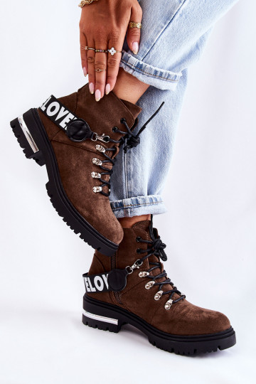 Botas calentitas de ante con tiras en color marrón oscuro Aurelio