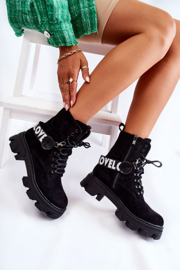 de gamuza Botas con calentamiento de color negro Danity