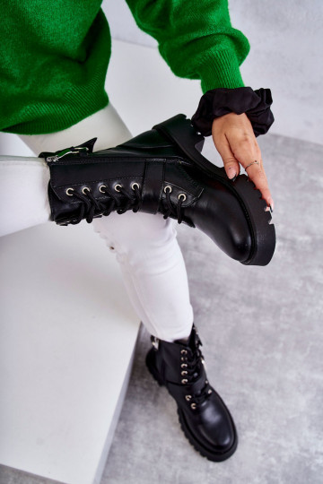 Botas con tacón ancho en color negro Marlis 2