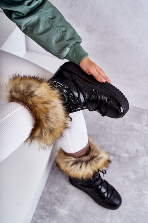 botas de nieve con cordones en color negro Santero botas de nieve con cordones en color negro Santero