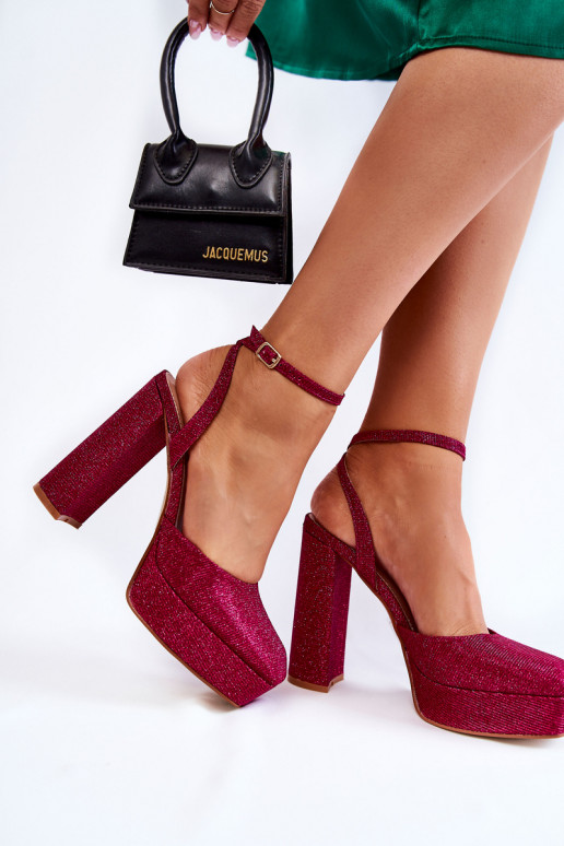 Sandalias de mujer con purpurina y tacón Rosel
