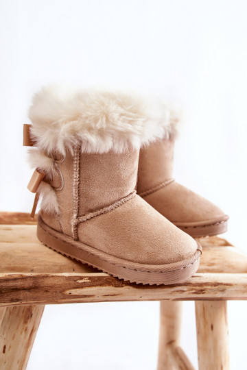 Botas infantiles calentitas con cintas botas de nieve marfil Funky