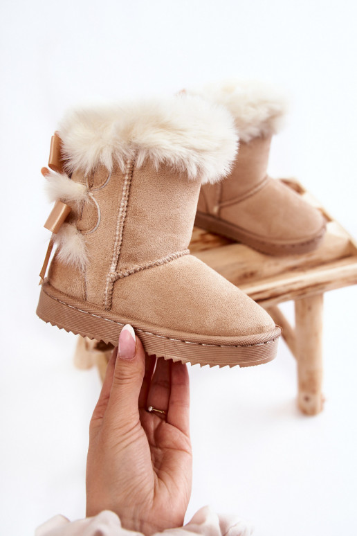 Botas infantiles calentitas con cintas botas de nieve marfil Funky Botas infantiles calentitas con cintas botas de nieve marfil Funky