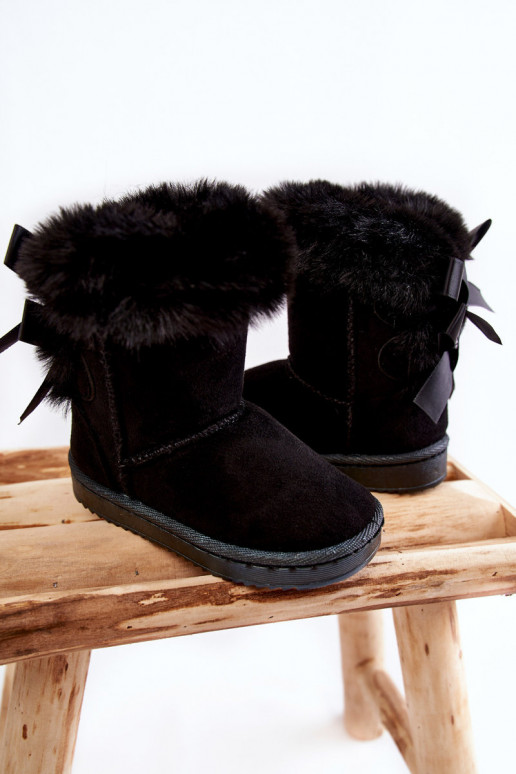 Cálidos zapatos infantiles con cintas botas de nieve en color negro Funky