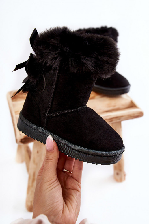 Cálidos zapatos infantiles con cintas botas de nieve en color negro Funky
