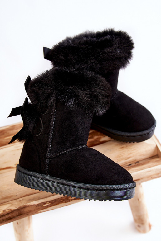 Cálidos zapatos infantiles con cintas botas de nieve en color negro Funky
