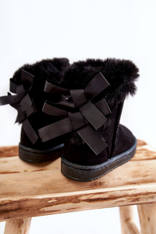 Cálidos zapatos infantiles con cintas botas de nieve en color negro Funky Cálidos zapatos infantiles con cintas botas de nieve en color negro Funky