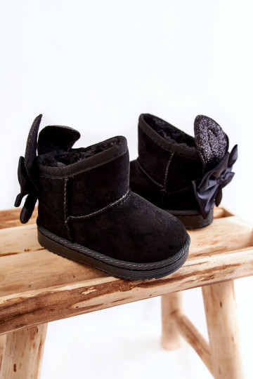Botas de nieve para niños calentitas con cintas en negro Meriva