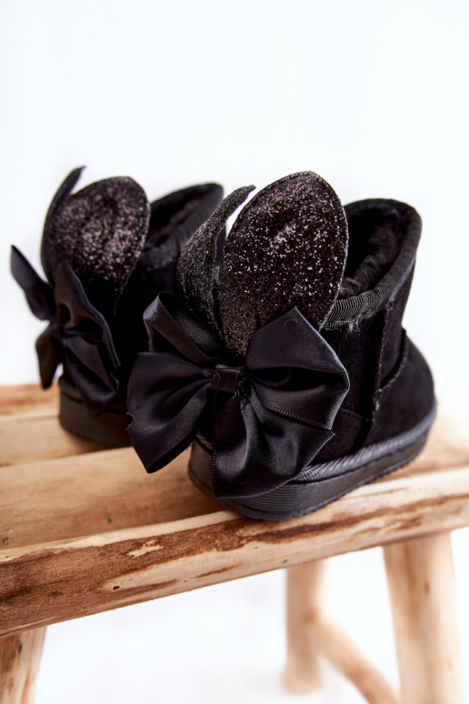 Botas de nieve para niños calentitas con cintas en negro Meriva