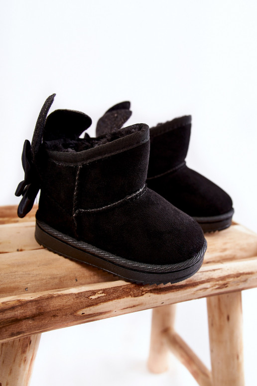 Botas de nieve para niños calentitas con cintas en negro Meriva