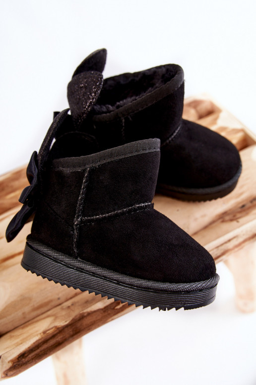 Botas de nieve para niños calentitas con cintas en negro Meriva
