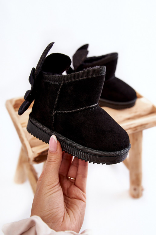 Botas de nieve para niños calentitas con cintas en negro Meriva