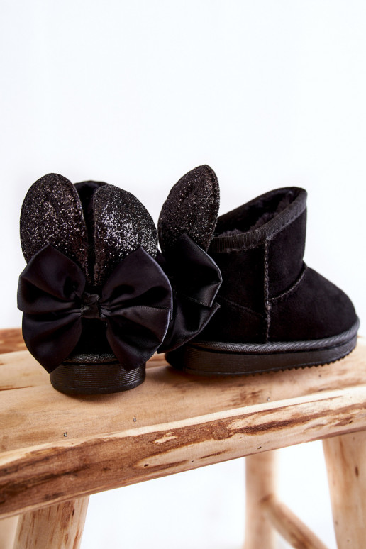 Botas de nieve para niños calentitas con cintas en negro Meriva