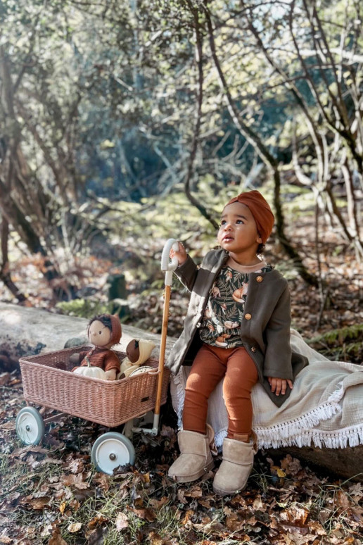 Botas de nieve infantiles calentitas con cintas beige Meriva