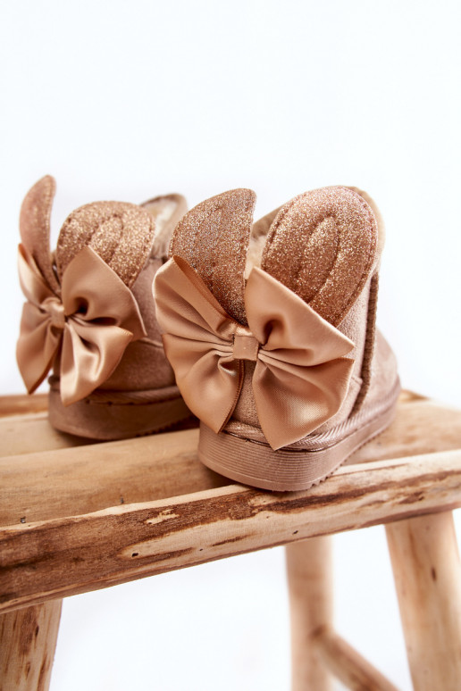 Botas de nieve infantiles calentitas con cintas beige Meriva