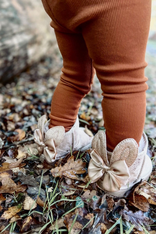Botas de nieve infantiles calentitas con cintas beige Meriva