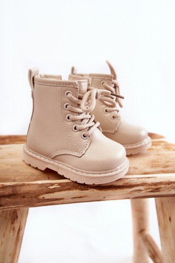 Botas infantiles con cremalleras beige Omua