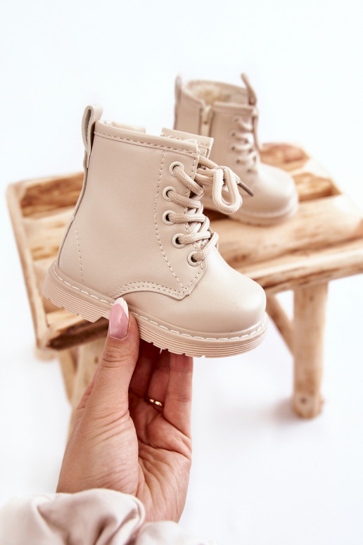 Botas infantiles con cremalleras beige Omua