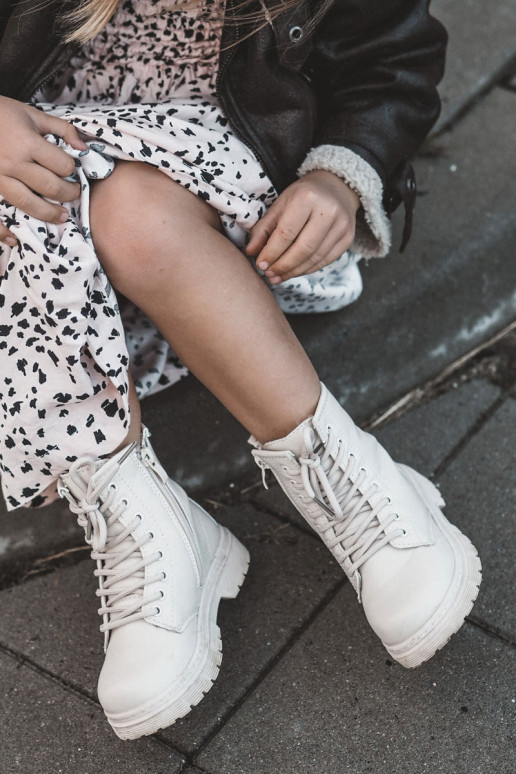 Botas infantiles con cremalleras beige Omua