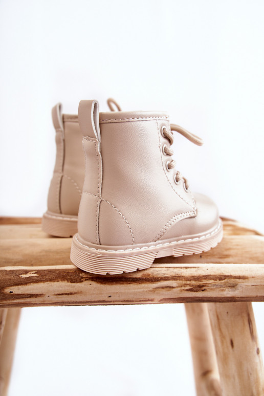 Botas infantiles con cremalleras beige Omua