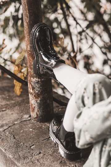 Botas infantiles calentitas con efecto barniz, color negro Porky 2