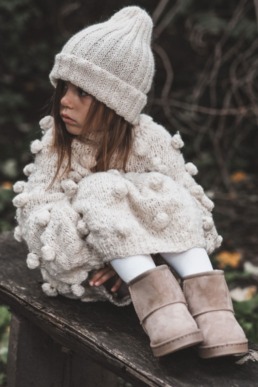 Cálidas botas de invierno para niños en color marfil Gooby