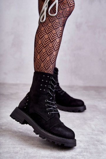 Botas con remaches en ante color negro Palmira