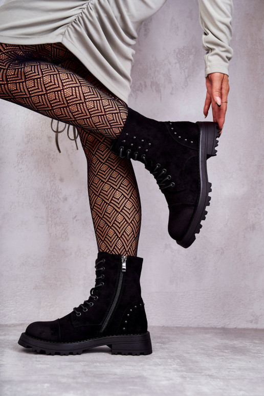 Botas con remaches en ante color negro Palmira Botas con remaches en ante color negro Palmira